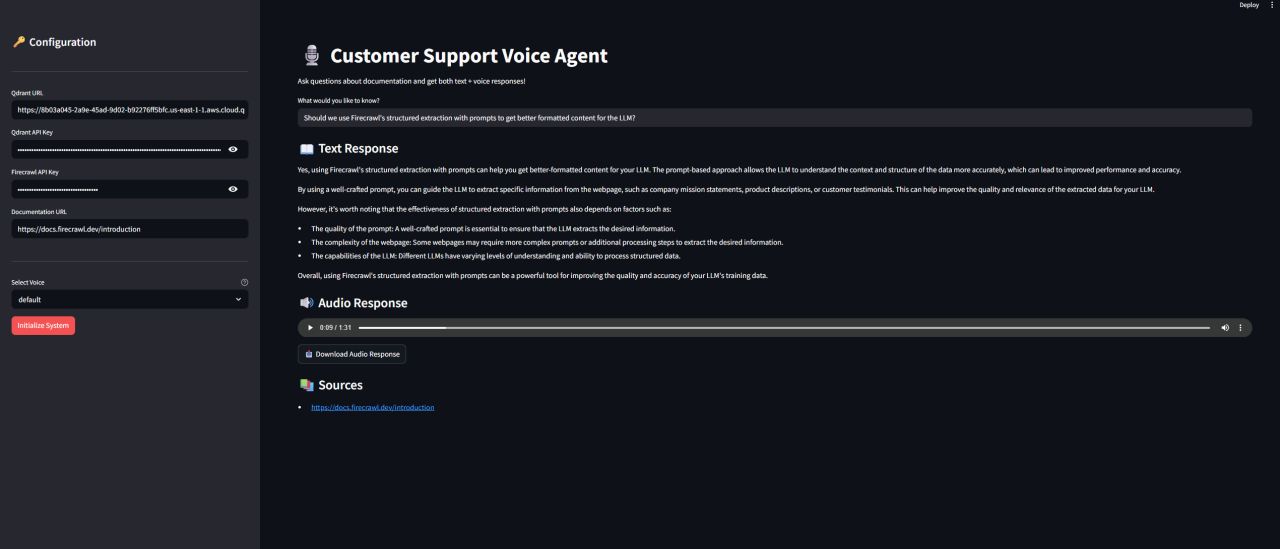 Screenshot of the AI Customer Support Knowledge Assistant